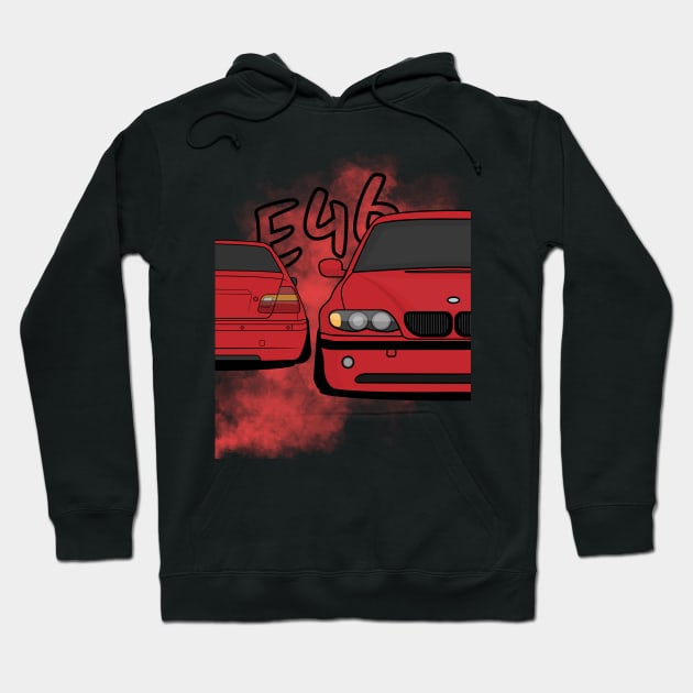 Stanced red e46 Hoodie by Rdxart